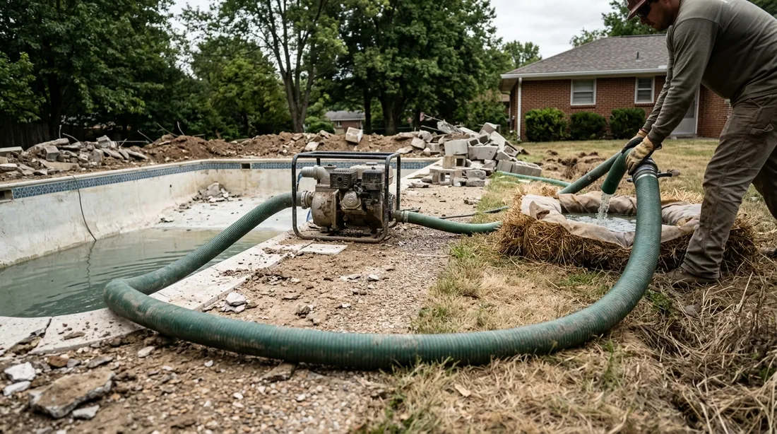 The pool is pumped down, and where the water is chemically treated it usually cannot simply go to — Chattanooga, TN